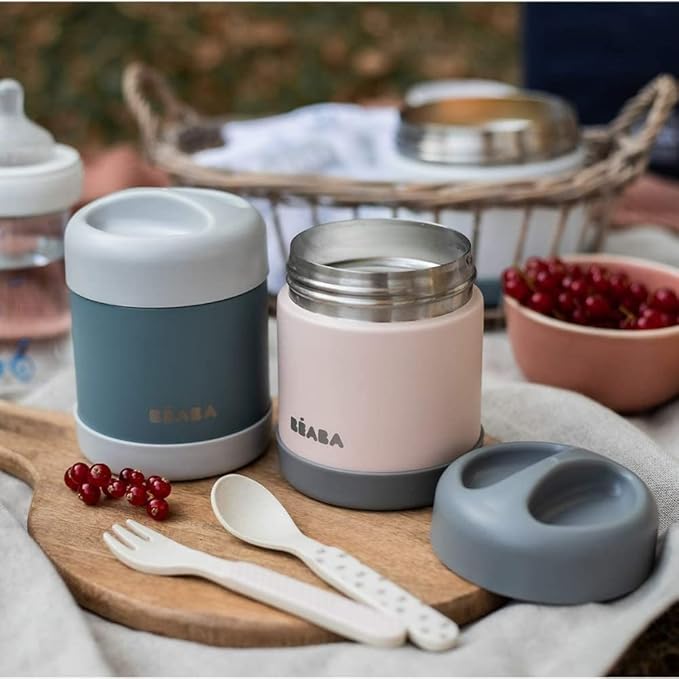 Beaba Thermo Portion Food Jar 300ml Dark Mist & Light Pink