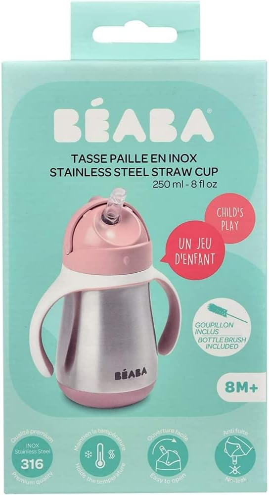Beaba Stainless Steel Straw Cup Old Pink 250ml