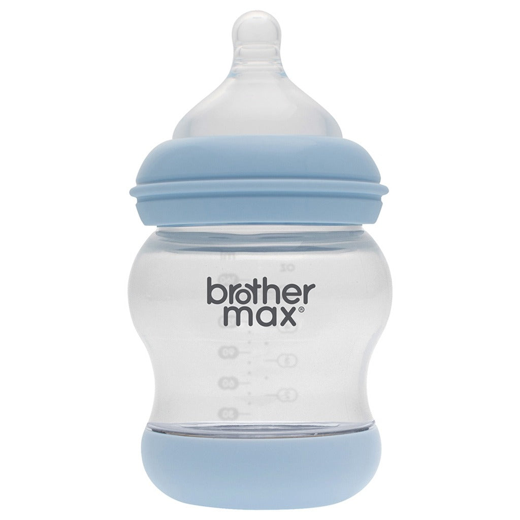 Brother Max Newborn Glass Anticolic Feeding Bottle 100ml  SS Teat Color Blue