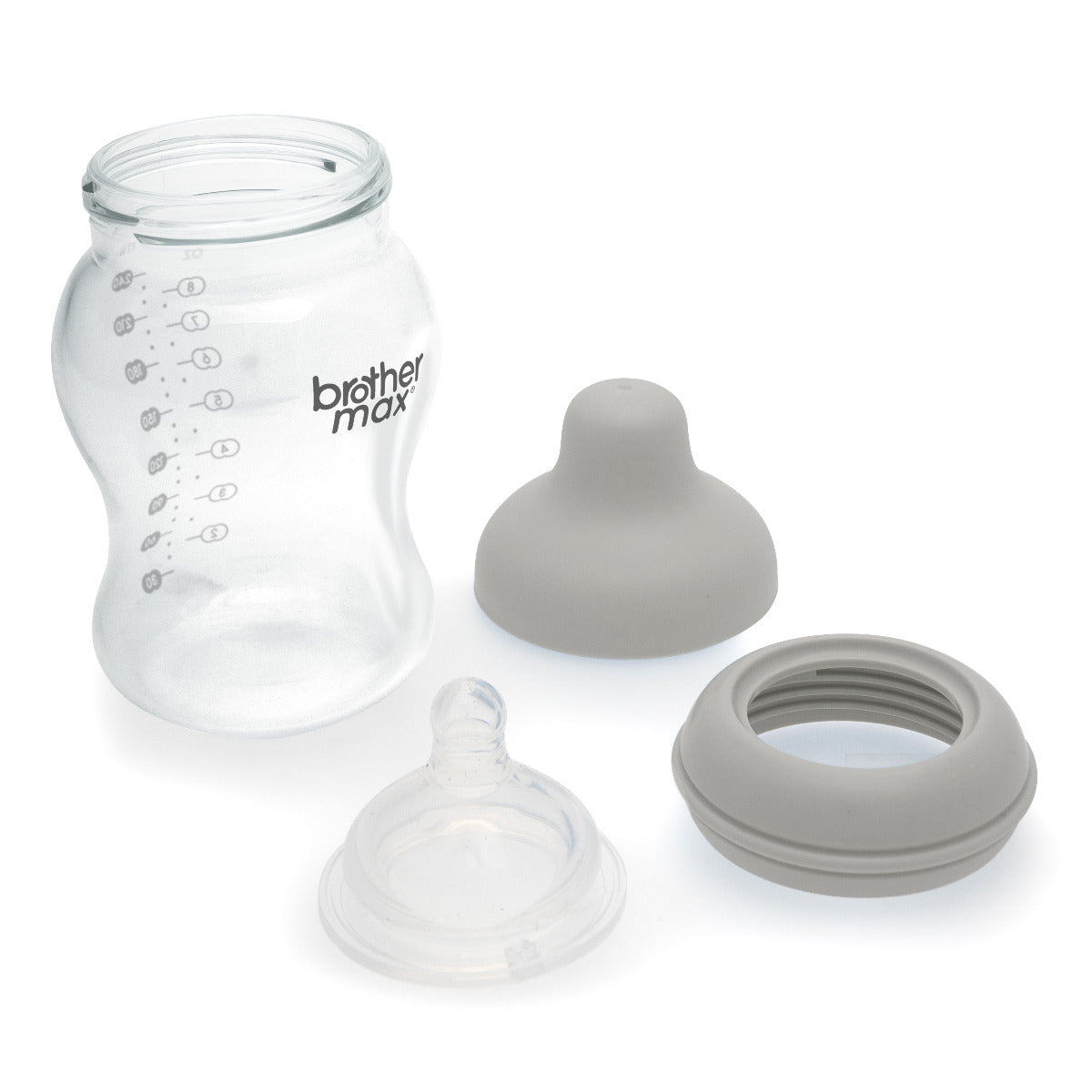 Brother Max Extra Wide Neck Feeding Bottle 240ml/8oz M Teat Color Grey