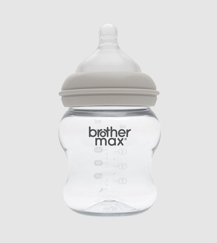 Brother Max Extra Wide Neck Glass Feeding Bottle 160ml/5oz  S Teat Color Grey