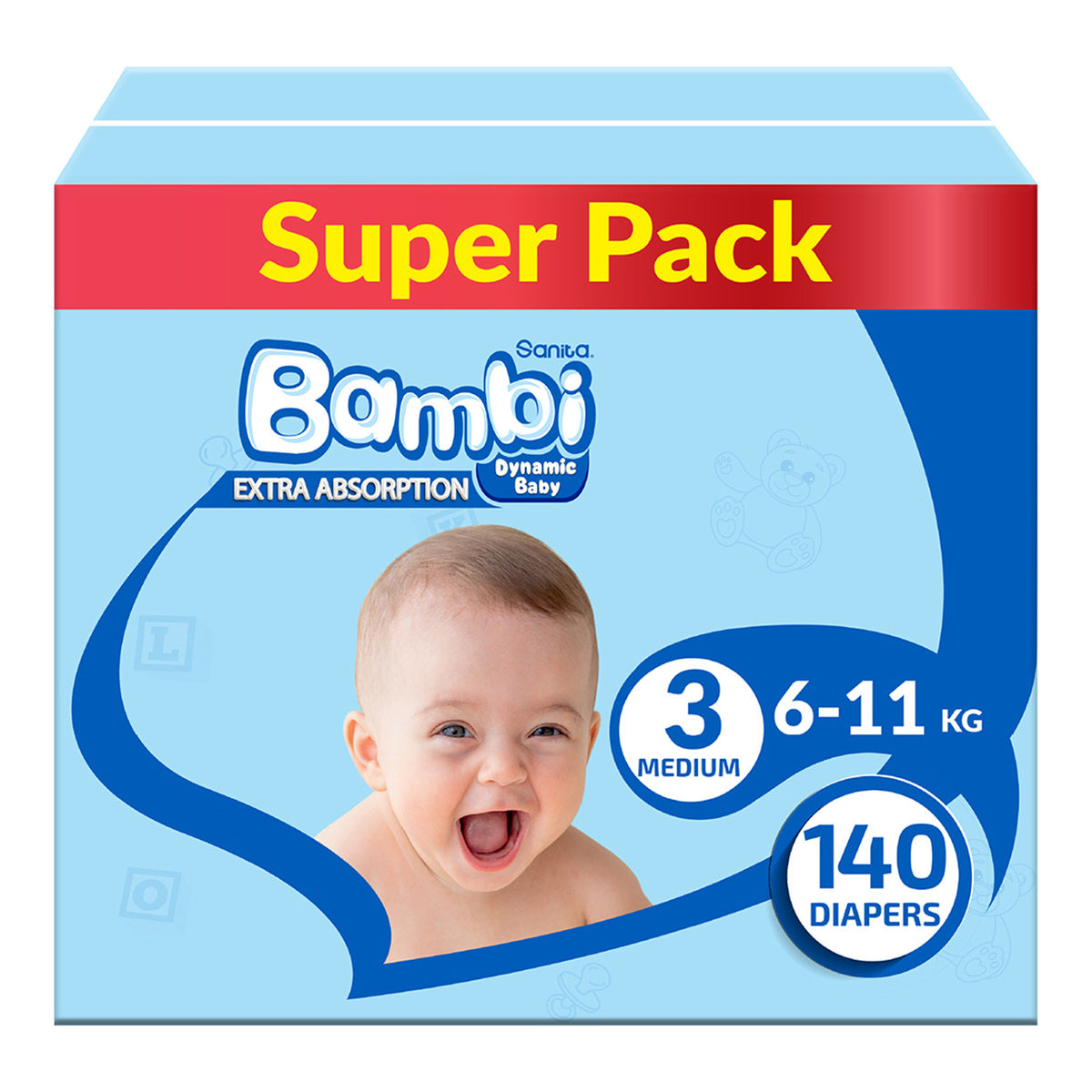 Bambi Sanita Baby Diapers Super Pack Medium 140-pcs