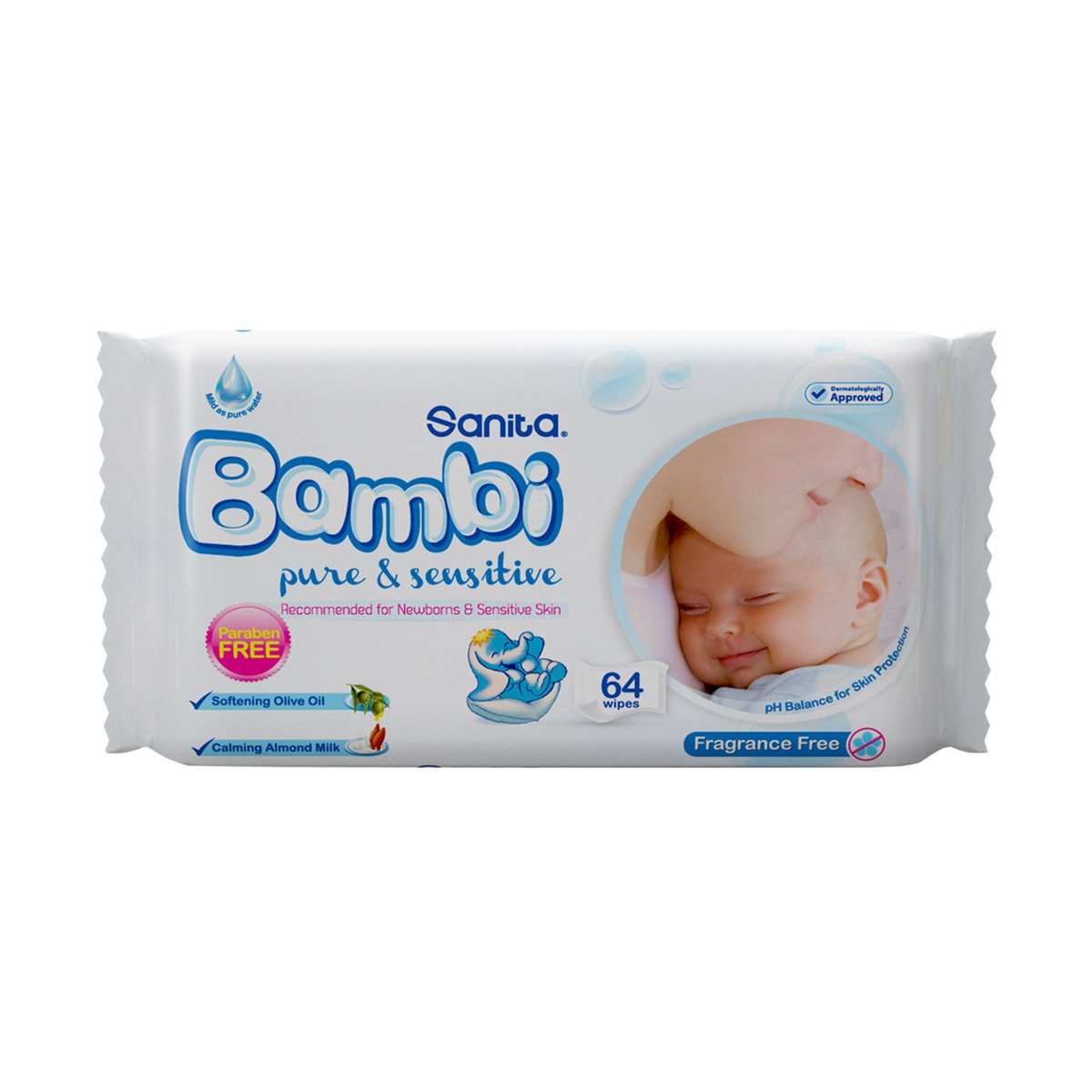 Bambi Sanita Wet Wipes Pur Sensative 64sheet