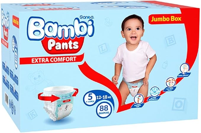 Bambi Pants Size 5 XL 12-18 Kg Jumbo Box 88 Diapers