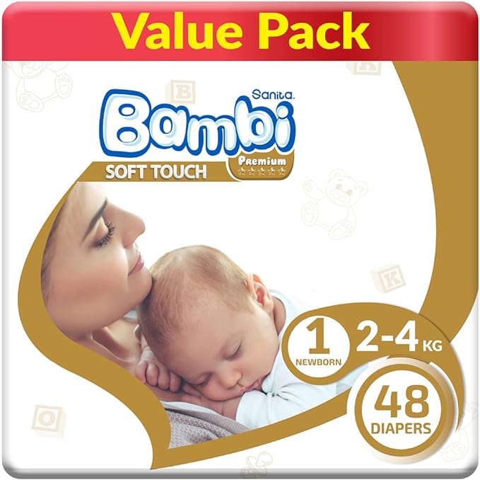 Bambi Size 1 Newborn 2-4 Kg Value Pack 48 Diapers