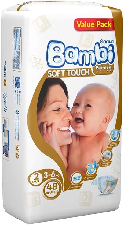 Bambi Baby Diapers Value Pack Size 2 Small 3-6 Kg 48 Count