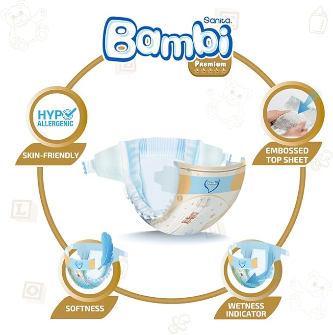 Bambi Baby Diapers Value Pack Size 2 Small 3-6 Kg 48 Count