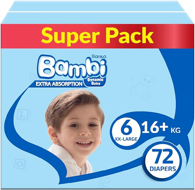 Bambi Size 6 XXL 16+ kg Super Box 72 Diapers