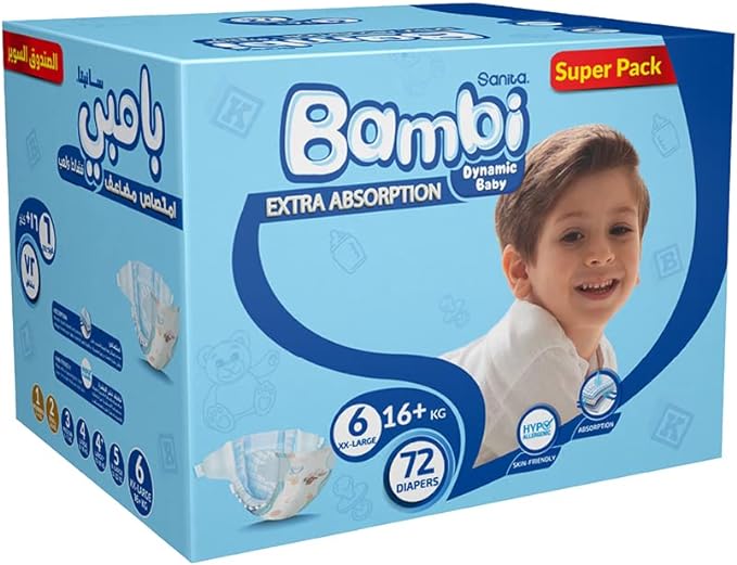Bambi Size 6 XXL 16+ kg Super Box 72 Diapers
