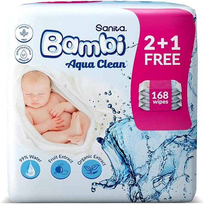 Bambi Aqua Clean 3X56 168 Baby Wet Wipes