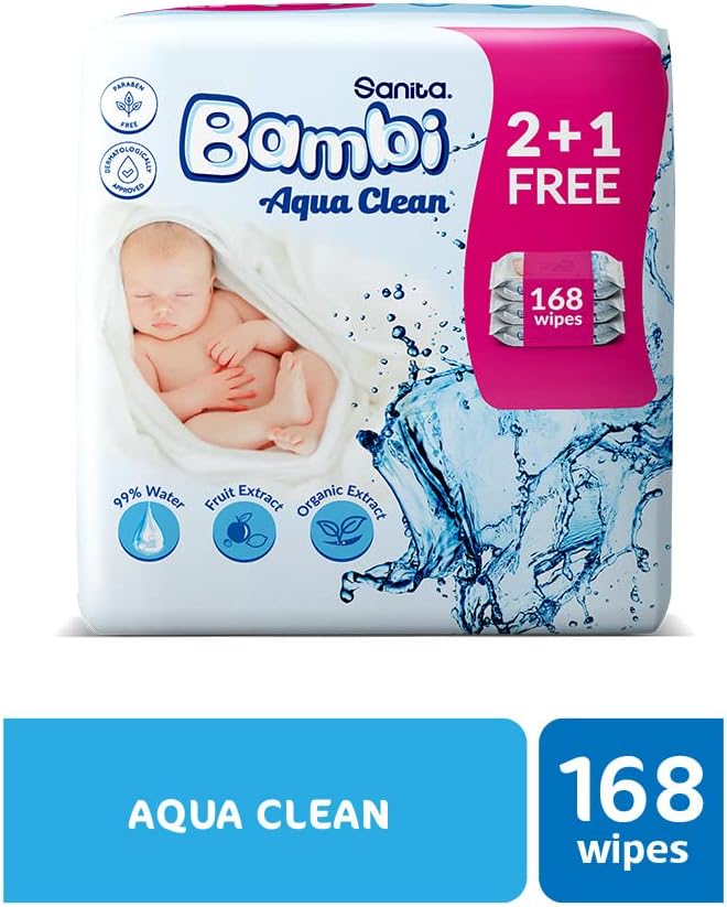 Bambi Aqua Clean 3X56 168 Baby Wet Wipes