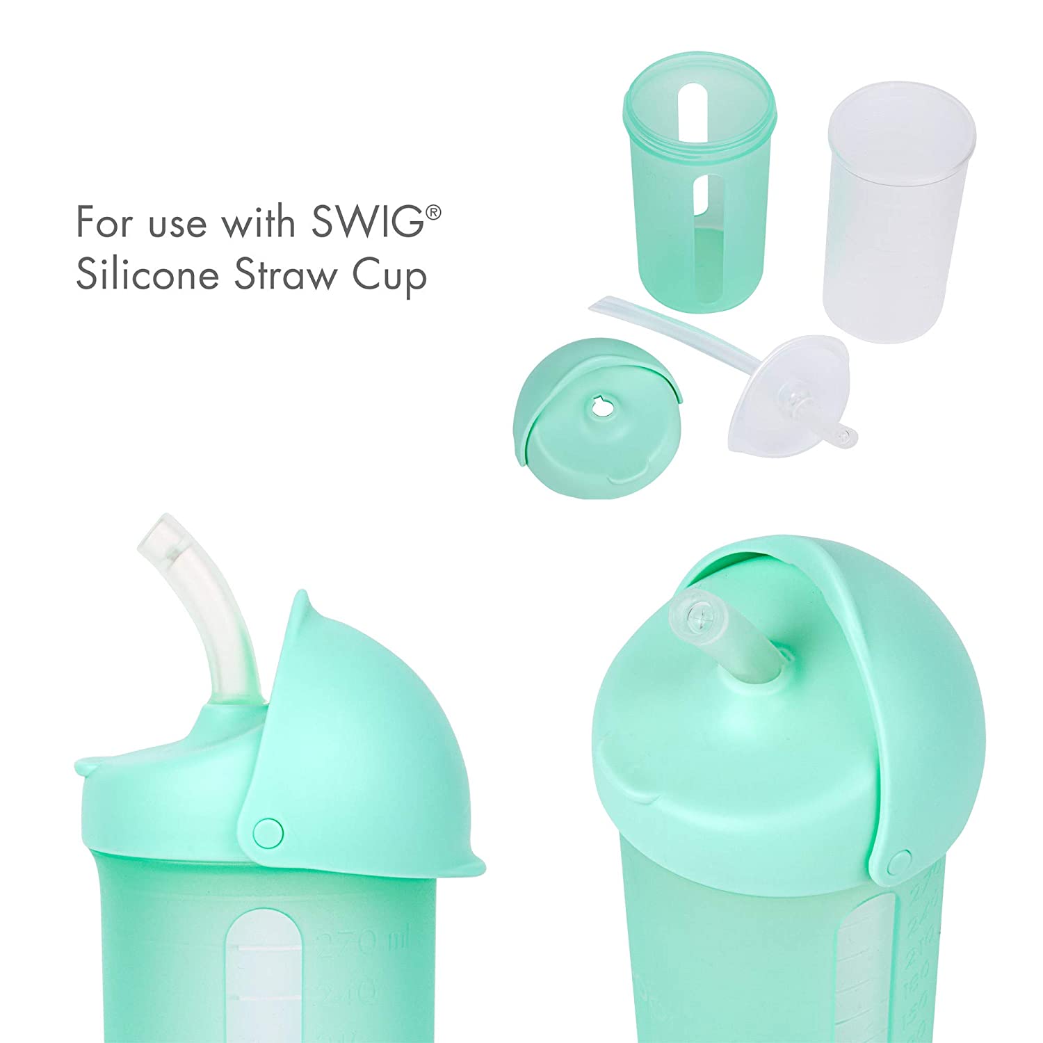 Boon Swig Silicone Straw  Bottle 10Oz  Mint