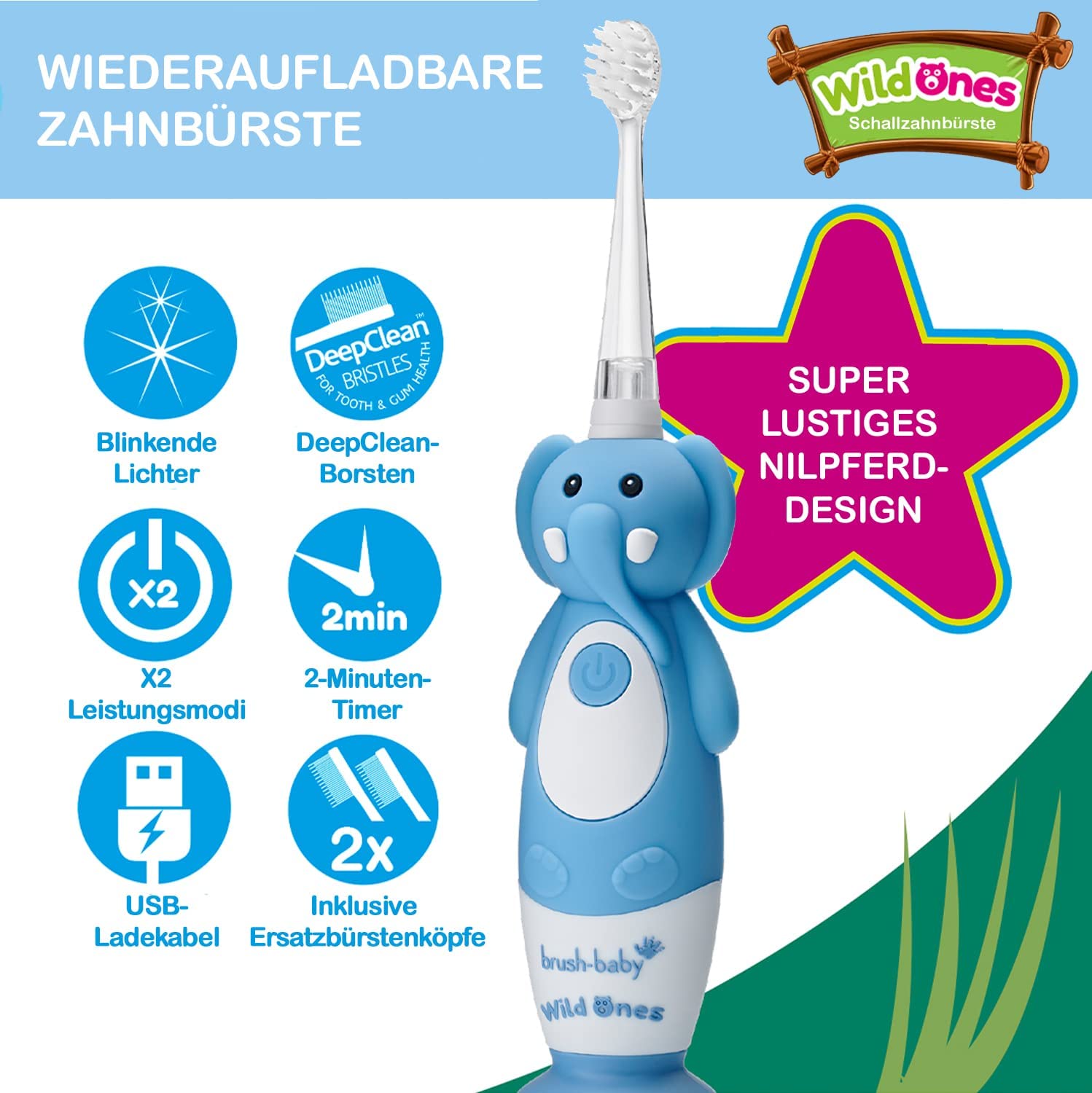 Brush Baby New Wild One Elephant Rechargeable Toothbrush