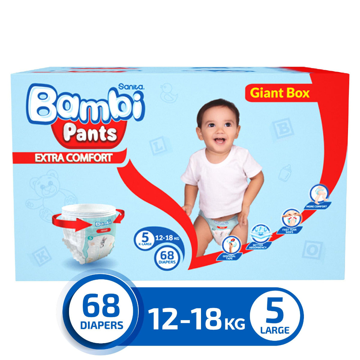 Bambi Sanita Pants Xl Giant Pack Box 68 Diapers