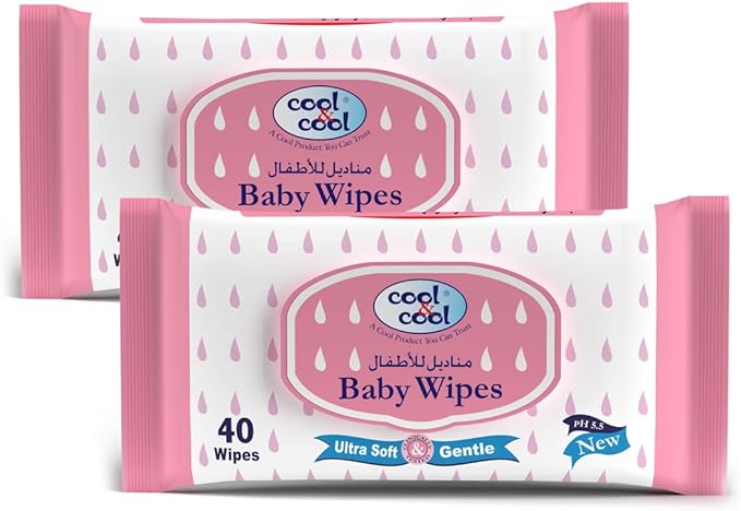 Cool & Cool Baby Wipes 40 Pcs Twin Pack 80 Counts