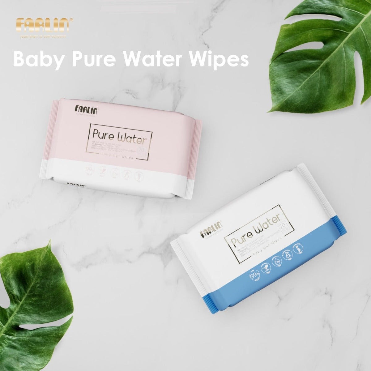 FARLIN WET WIPES (PURE WATER)-PINK 70 SHEET