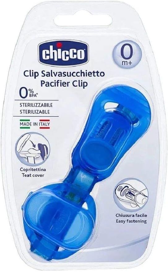 Chicco Clip With Teat Cover - Blue