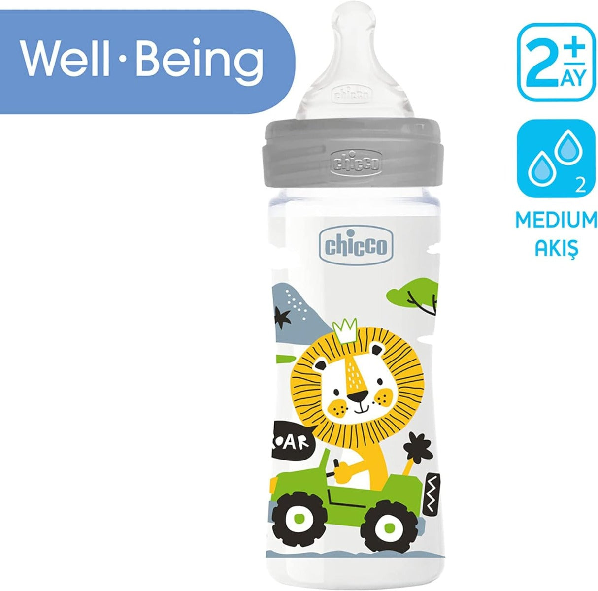 Chicco Baby Well Being Feeding Bottle For Girls - 250Ml - Medium Flow - Silicone