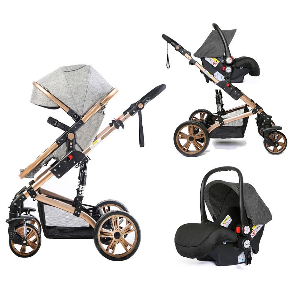 Teknum 3 In 1 Pram Stroller Story - Grey + Infant Car Seat