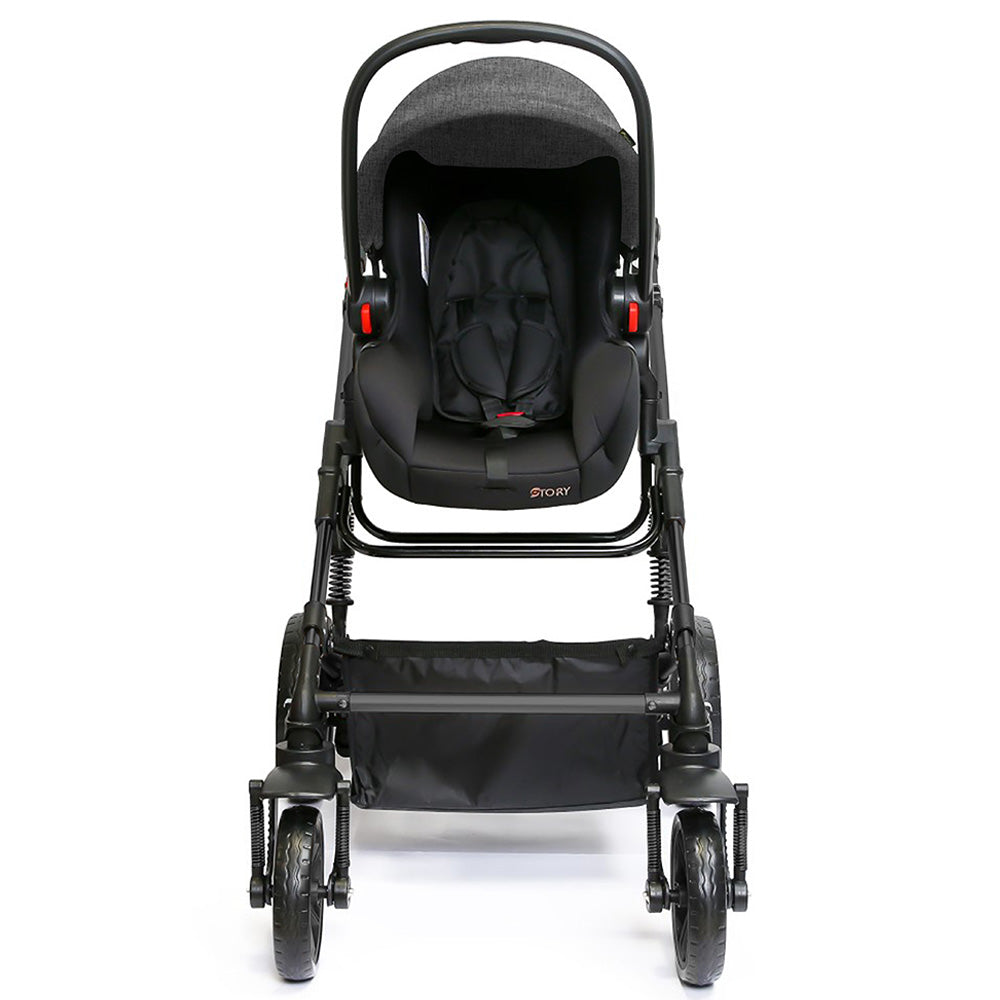 Teknum 3 In 1 Pram Stroller Story - Grey + Infant Car Seat