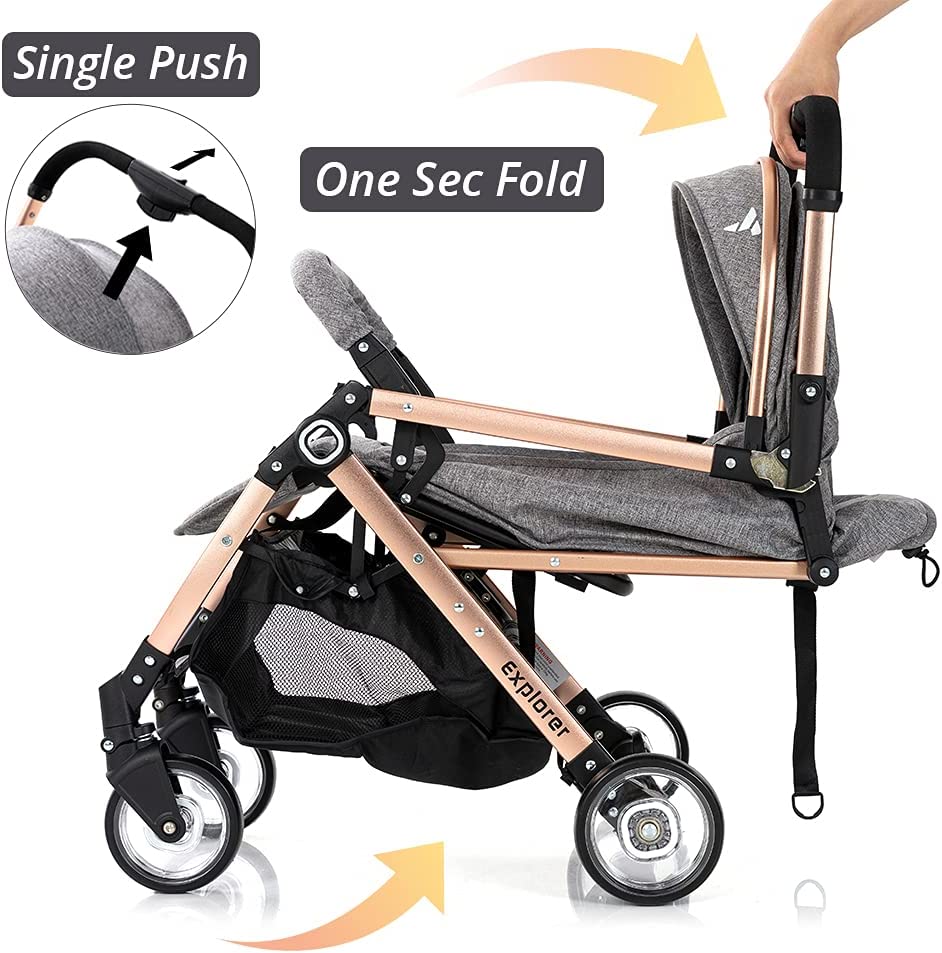 Teknum  Explorer Travel Stroller W/T Diaper Bag & Stroller Hooks Grey
