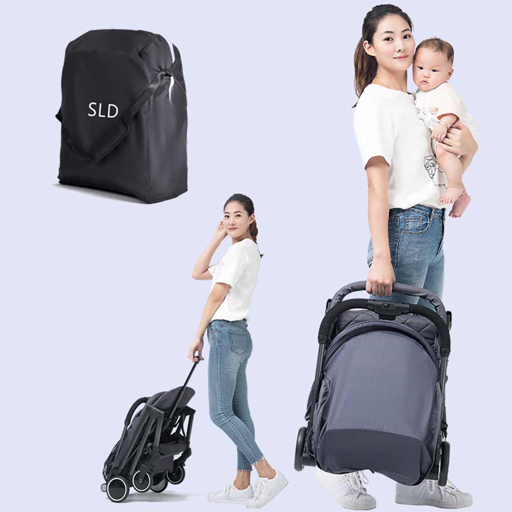 Teknum Grey Travel Lite Stroller with Sunveno Diaper Bag Black with Hooks