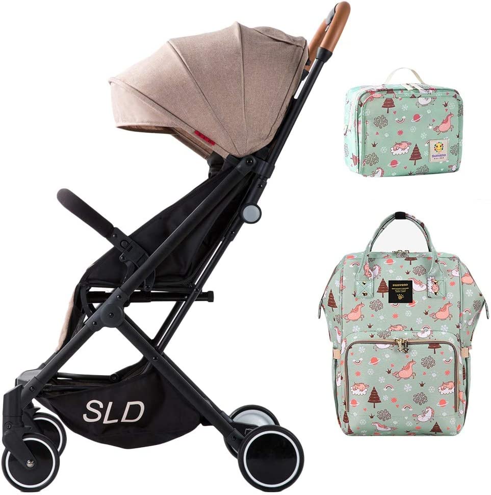 Teknum  Travel Lite Stroller Khaki And  Sunveno Green Dream Diaper Bag And Clutch Combo