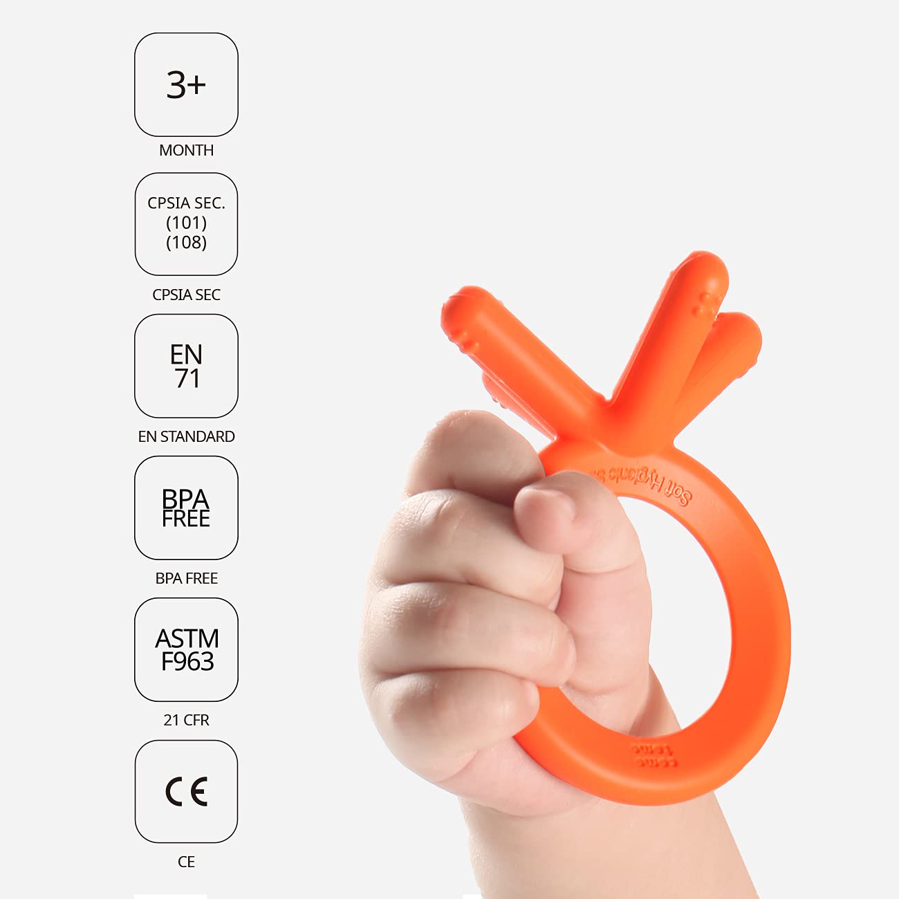 Comotomo  Silicone Baby Teether Orange