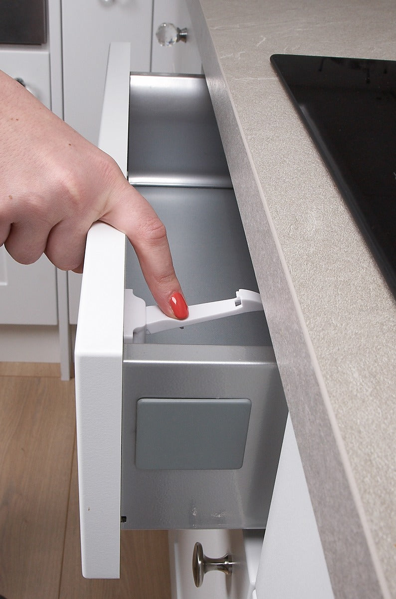 Clippasafe Drawer & Cupboard Spring Latches  2 Pcs Pack White