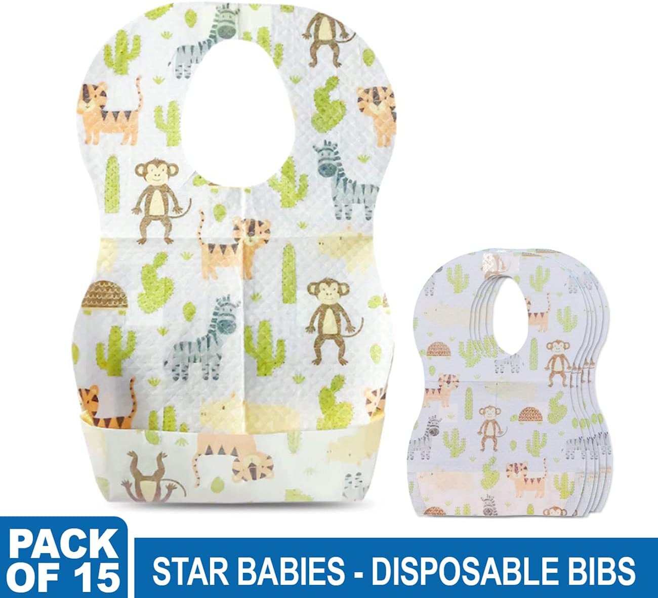 Star Babies Disposable Bibs Pack Of 15 Animals