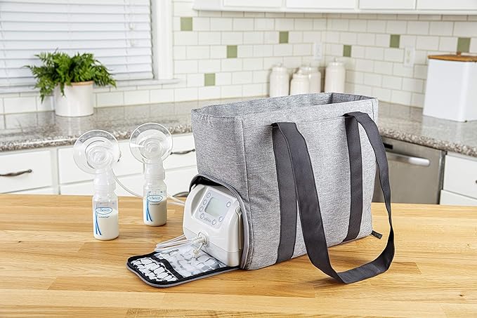 Dr Browns BreastPump Carryall Storage Diaper and Tote Bag Grey