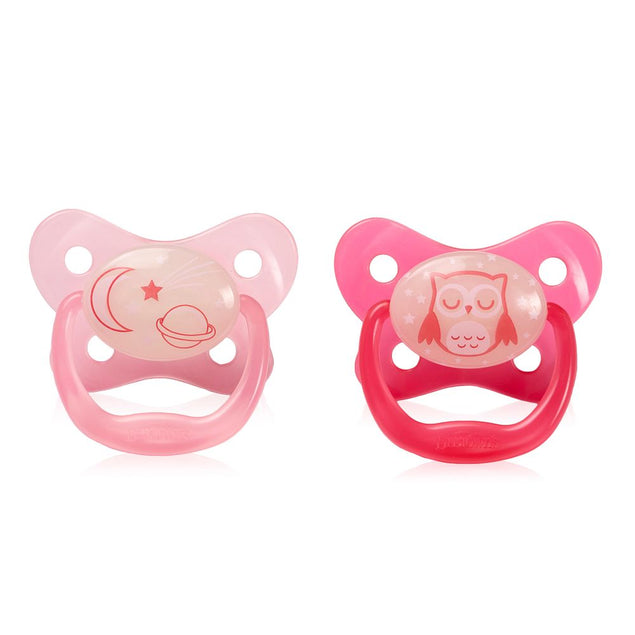 Dr Browns Prevent Glow in the Dark BUTTERFLY SHIELD Pacifier Stage 1 Pink Pack of 2