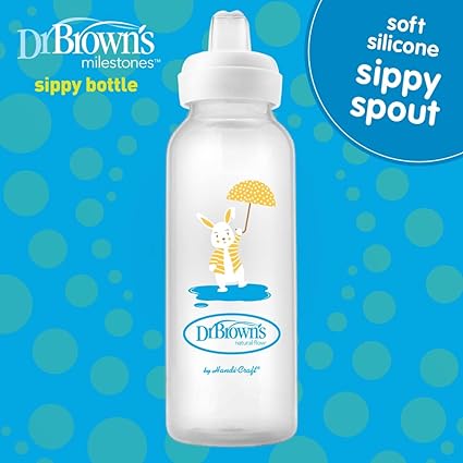 Dr Browns Milestones Narrow Sippy Bottle Silicone Soft Sippy Spout 8oz Bunny