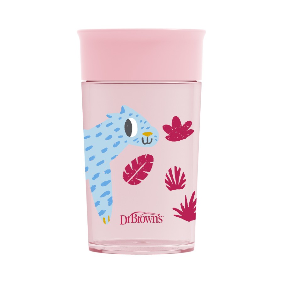 Dr.Browns Smooth Wall Cheers 360 Cup  10 Oz/300 Ml  Pink Deco 9M+ 1 Pack