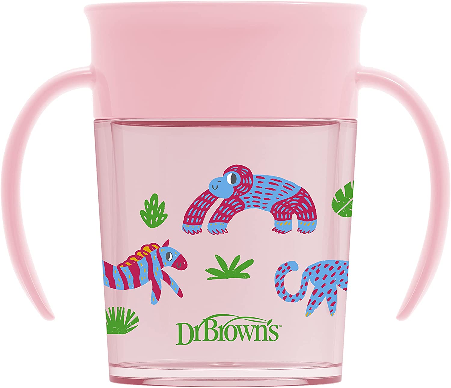 Dr.Browns Smooth Wall Cheers 360 Cup W/ Handles  7 Oz/200 Ml  Pink Deco 6M+ 1 Pack Eta June
