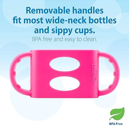 Dr Browns Milestones Wide-Neck Sippy Bottle with Silicone Handles Pink 9 oz