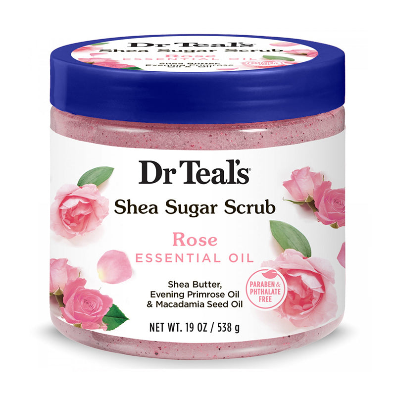 Dr Teals Rose Shea Sugar Body Scrub Rose Essential Oil 538g