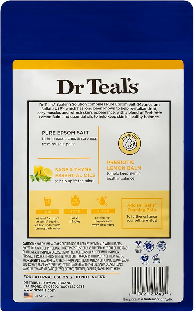 Dr Teals Prebiotic Lemon Balm Epsom Salt 1.36kg