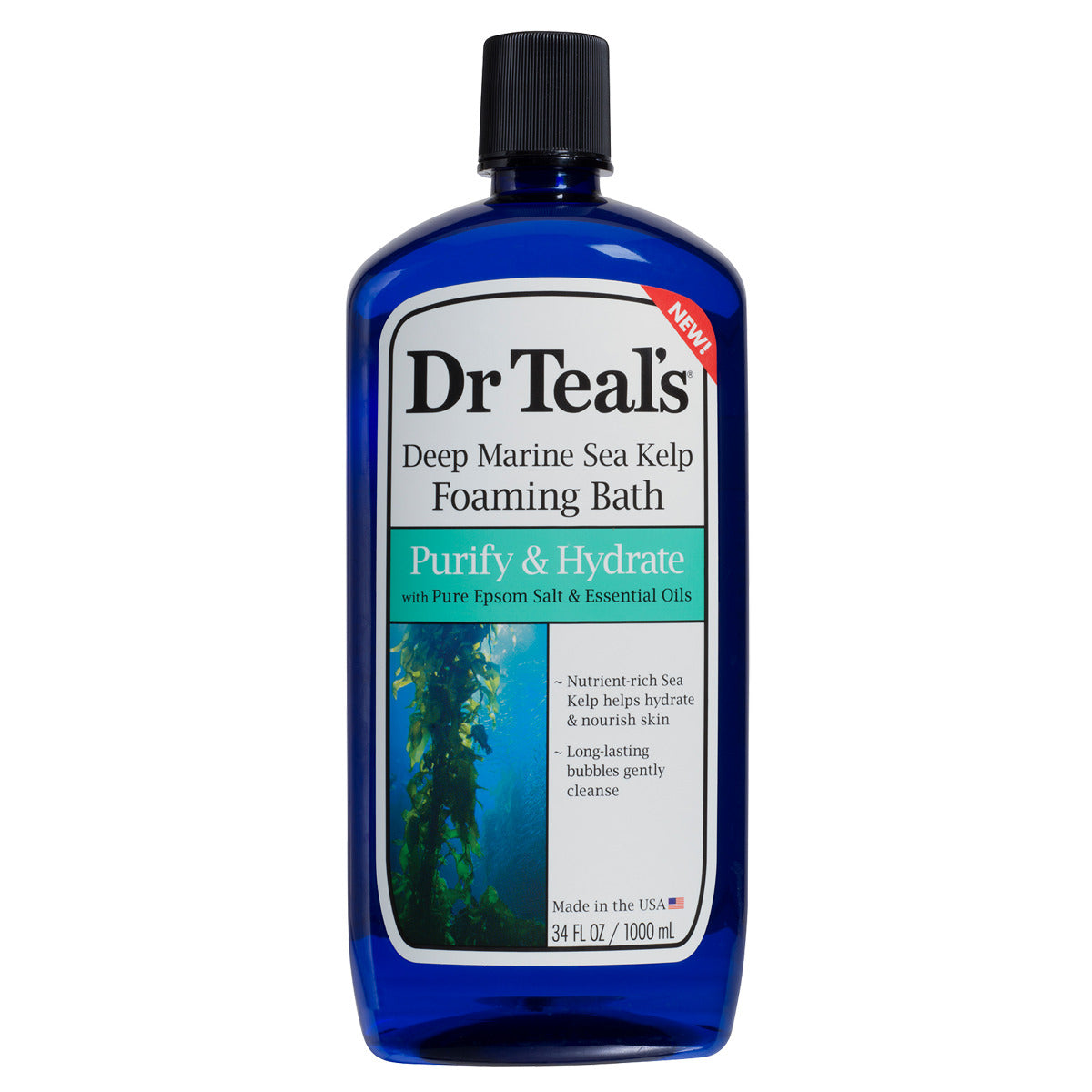 Dr Teals Purify & Hydrate Foaming Bubble Bath with Deep Marine Sea Kelp and Essential Oils 1000ml