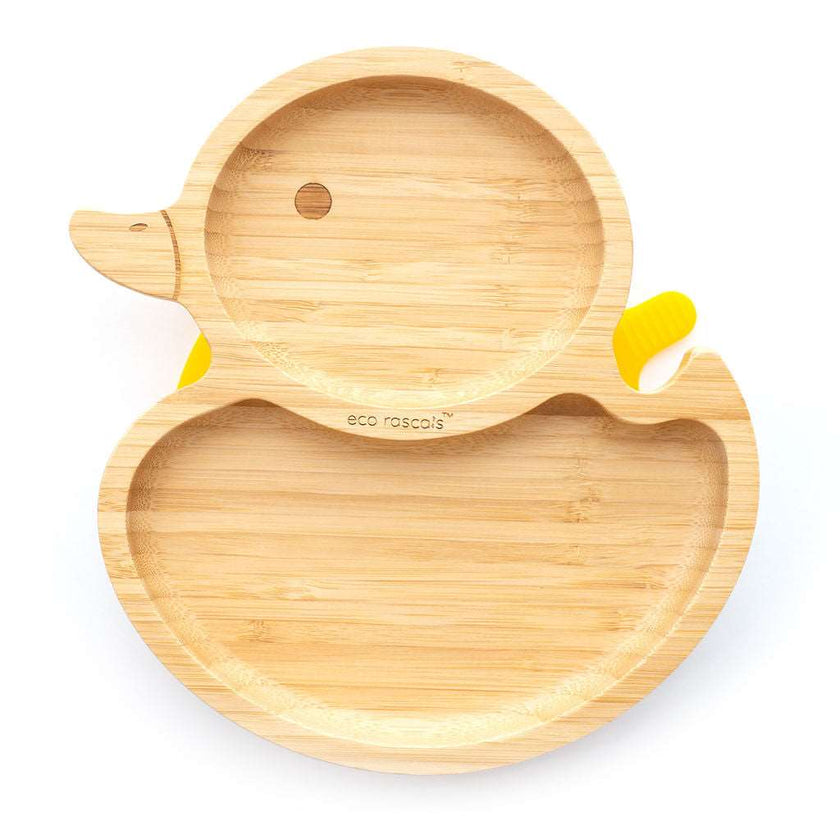 Eco Rascals Bamboo Duck Suction Plate Yellow