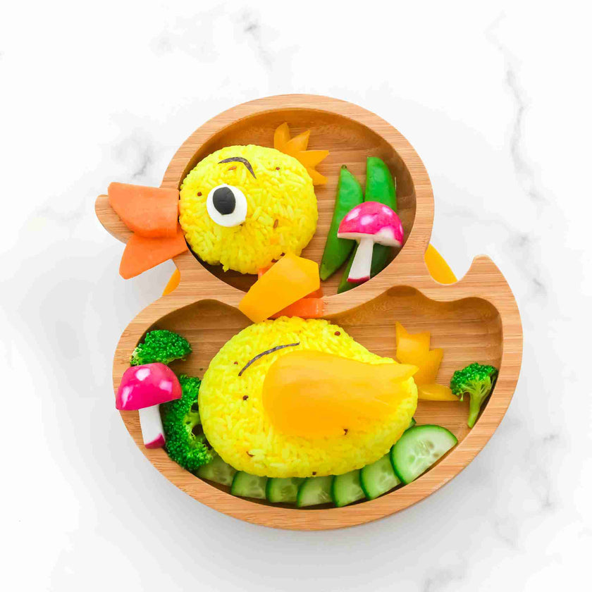 Eco Rascals Bamboo Duck Suction Plate Yellow