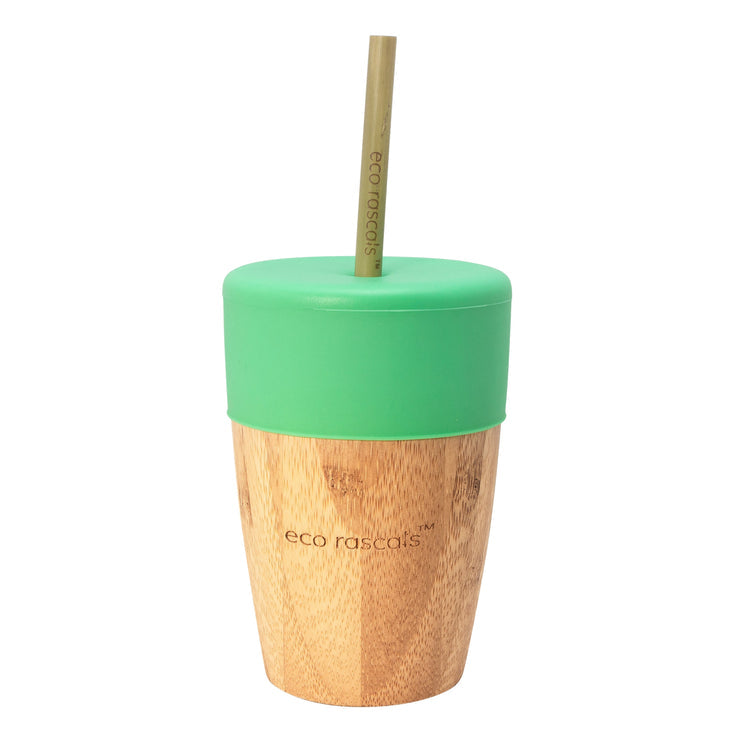 Eco Rascals Bamboo Cup with Straws Green