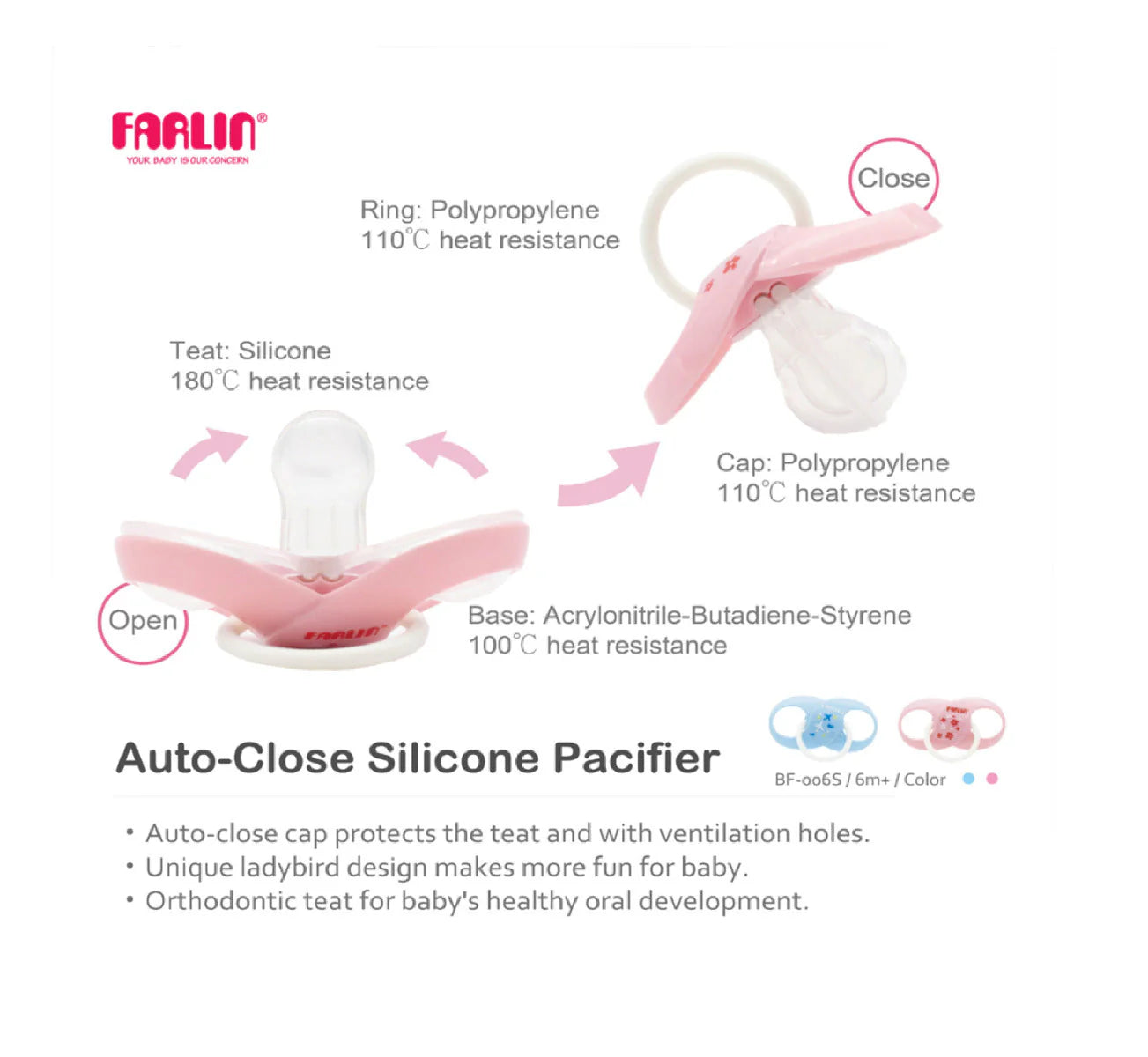 Farlin  Auto-Close Pacifier +6M