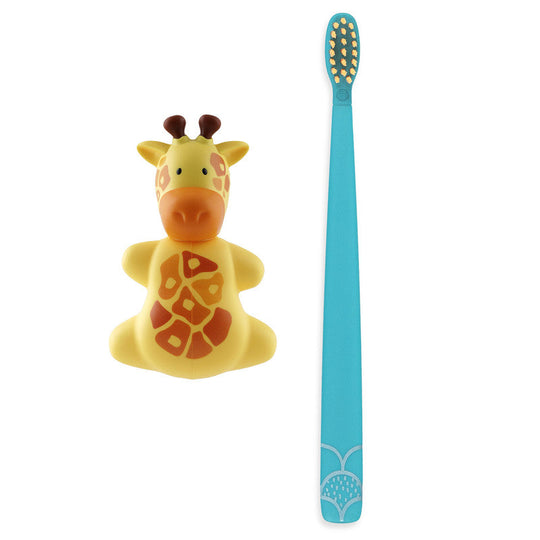 Flipper Fun Animal Giraffe Toothbrush Cover and Toothbrush Combo Pack