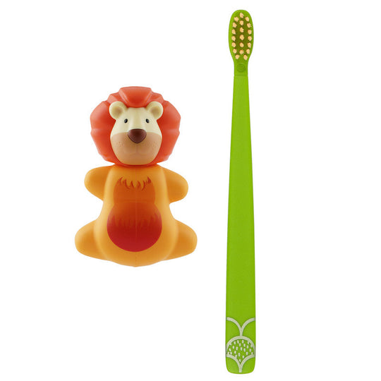 Flipper Fun Animal Lion Toothbrush Cover and Toothbrush Combo Pack