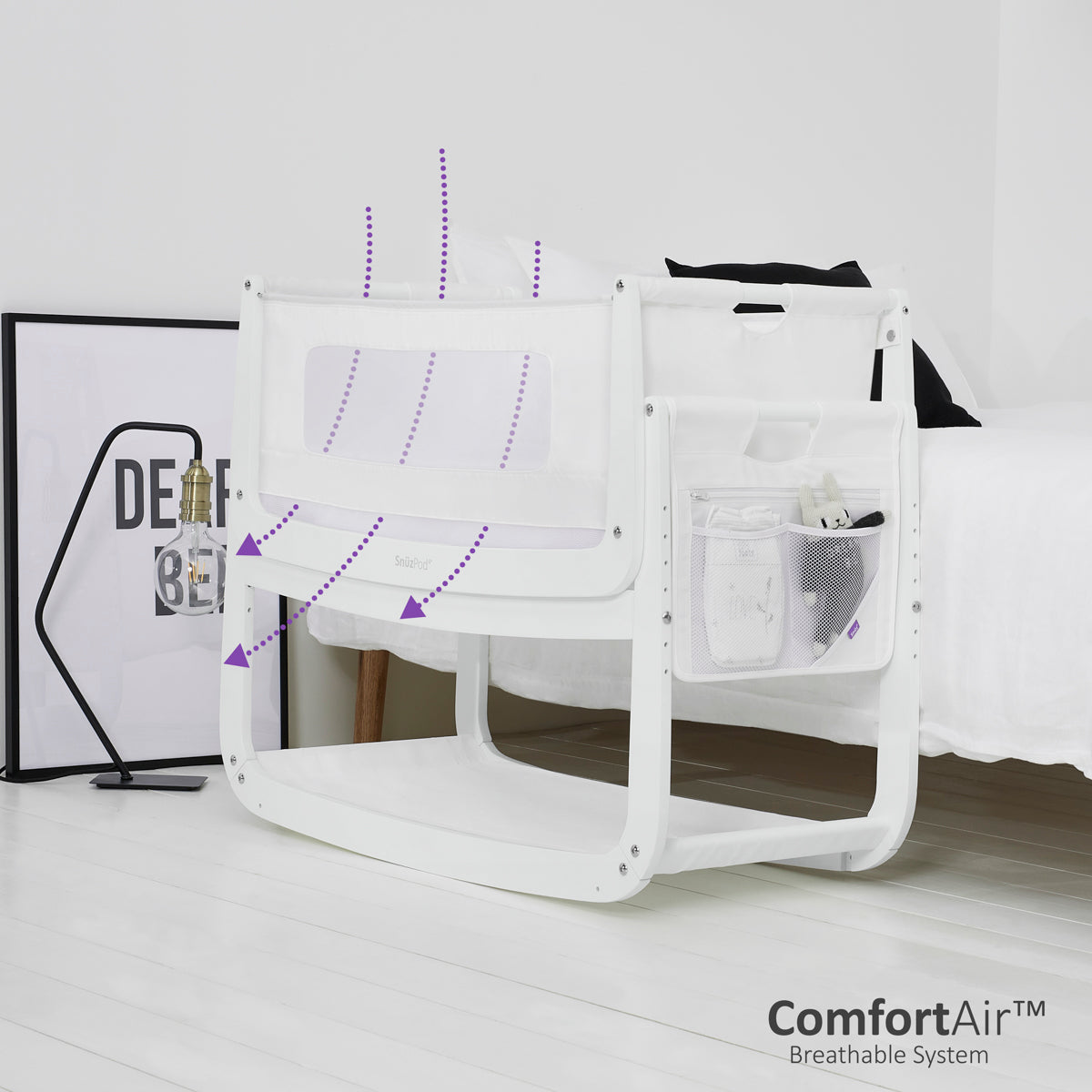 Snuz  Pod4 Bedside Crib White
