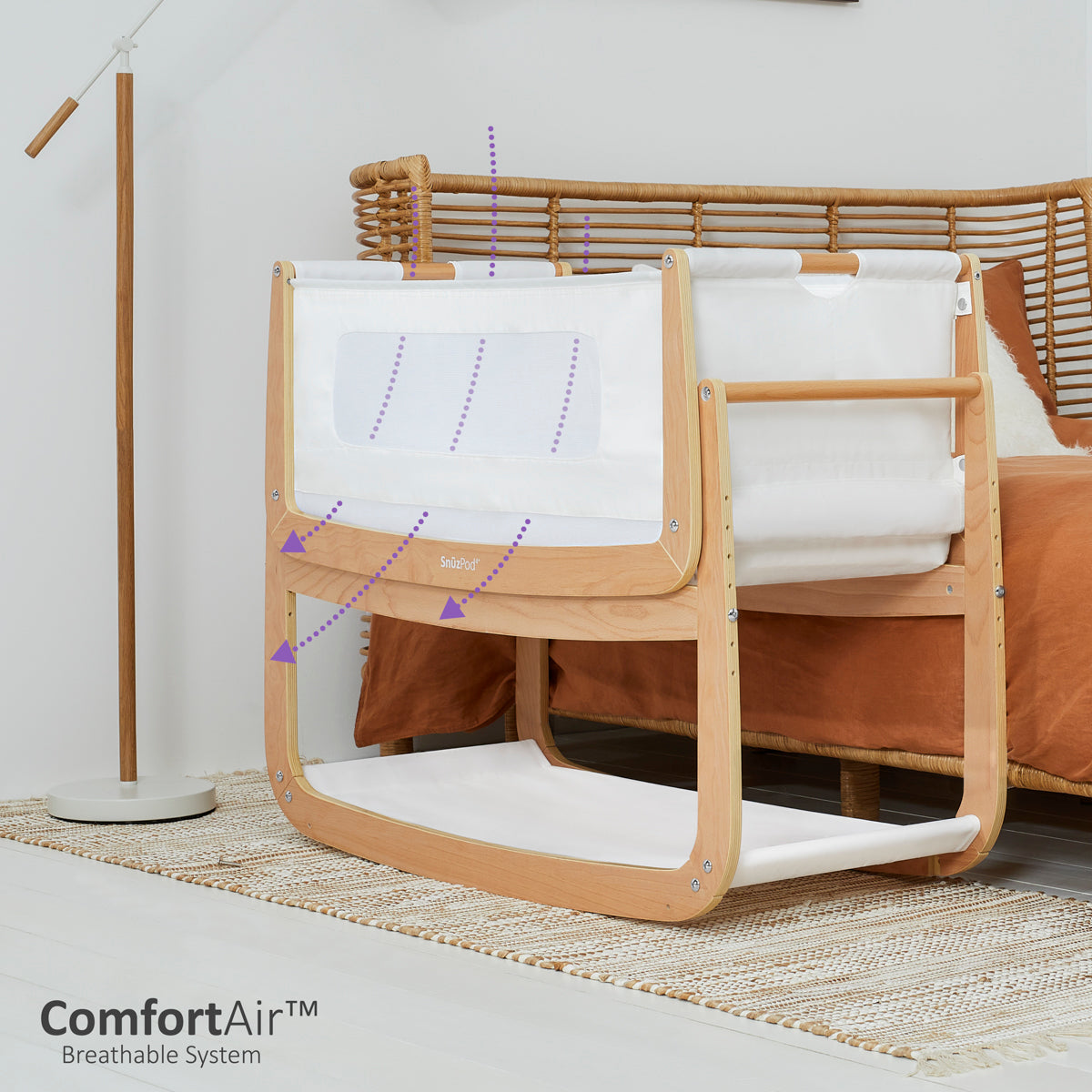 Snuz  Pod4 Bedside Crib Natural