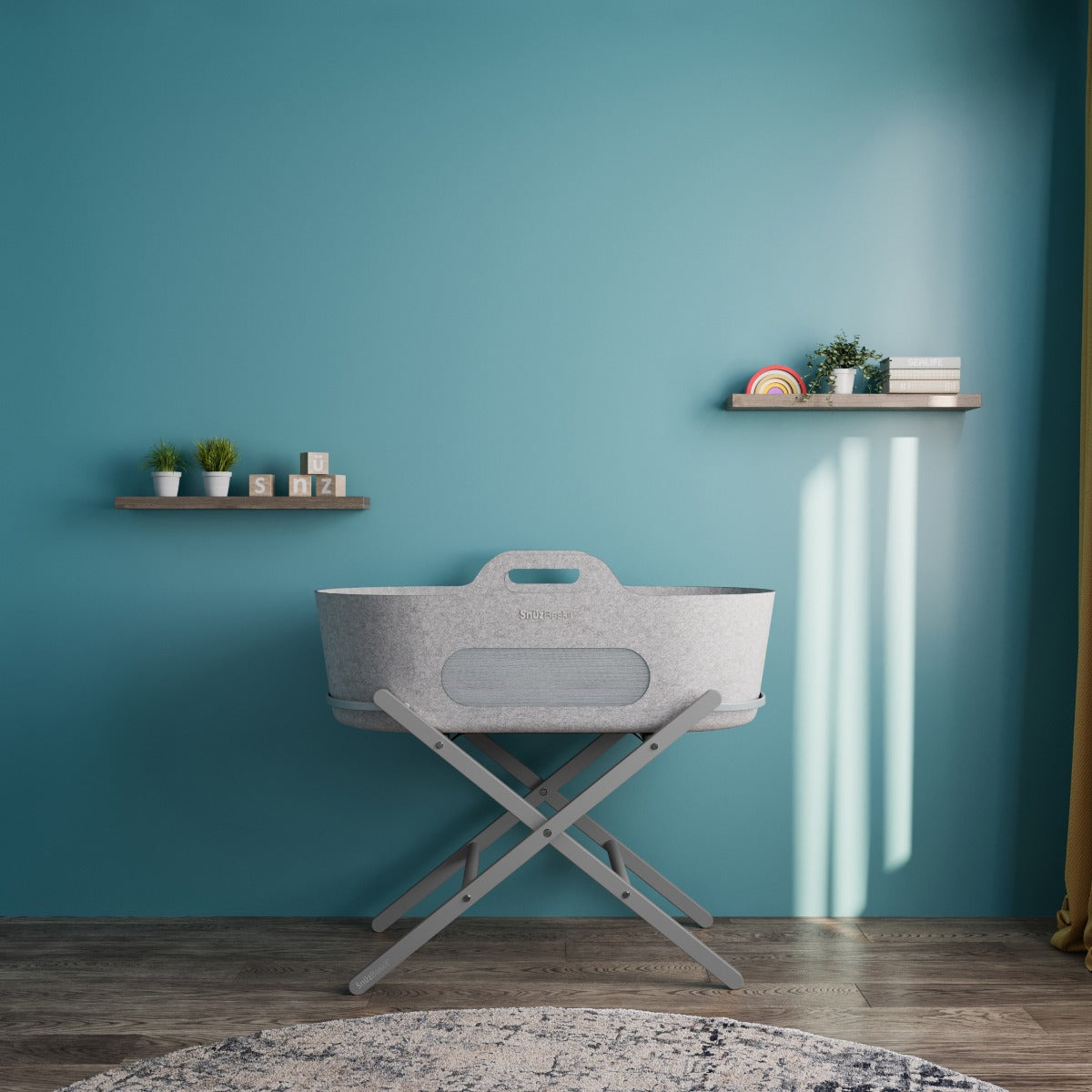 Snuz  Baskit Light Grey Moses Basket & Dove Grey Stand Set