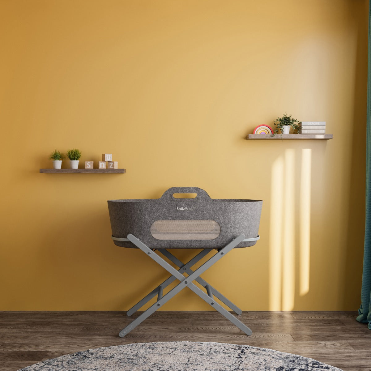 Snuz  Baskit Dark Grey Moses Basket & Dove Grey Stand Set