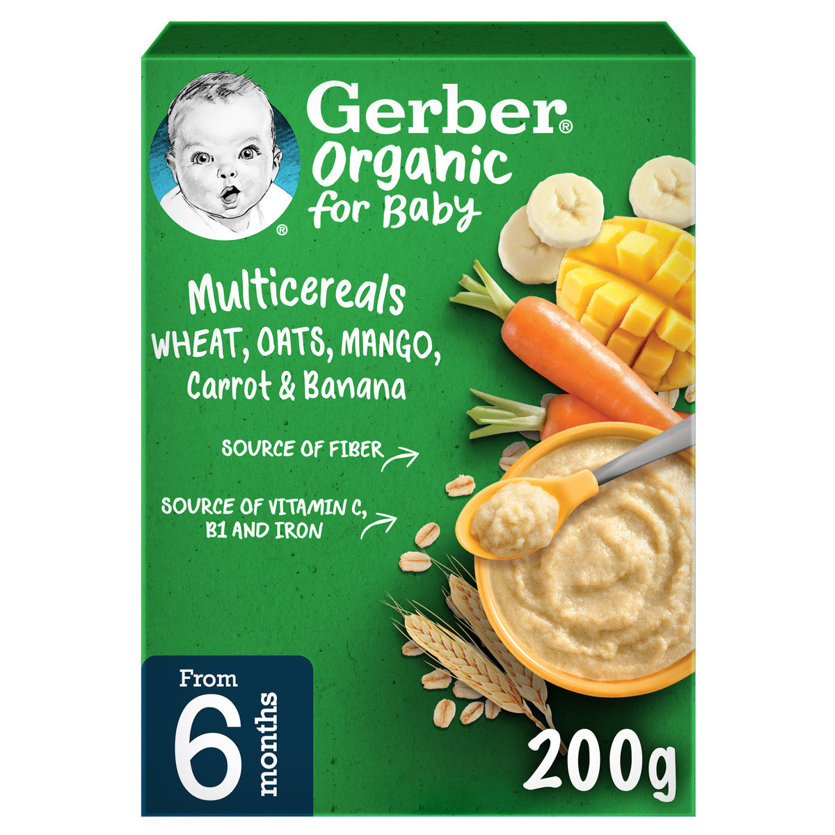 Gerber Organic Multi Cereals Mango Carrot & Banana 200gm